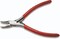 The Beadsmith Platinum Series German Bent Chain Nose Pliers, with polished steel head, red PVC comfort grip handle and double-leaf spring, tool for jewelry making